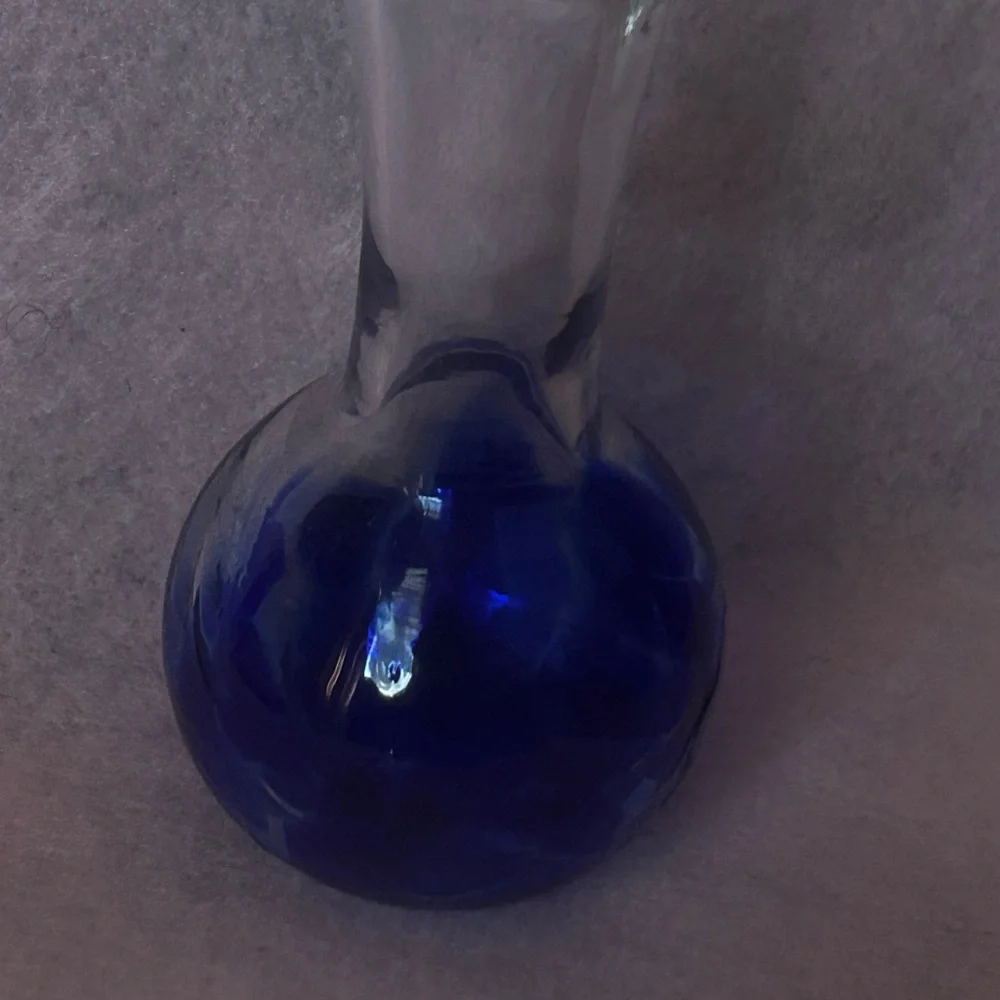 Blue Handblown Vase from Henriettata Glass with Heart shaped opening